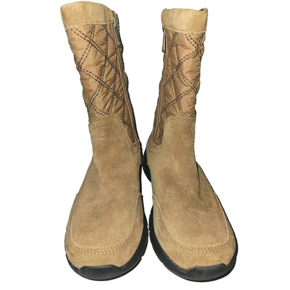 New! Lands End Womens Suede Quilted Boots All Weather Boots Size 7B Chestnut - Picture 5 of 15